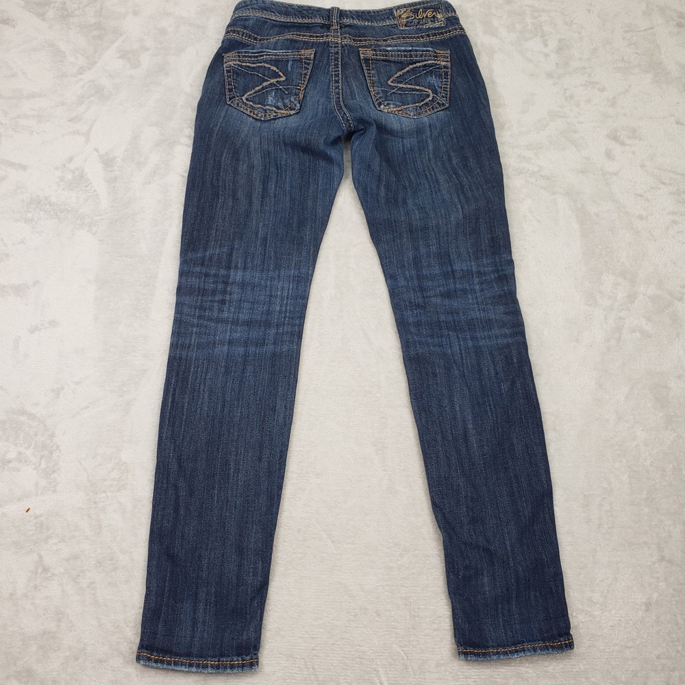 Silver Jeans Womens Kelli Boyfriend Relaxed Skinny Jeans Blue 26 (28) Low Rise - Picture 11 of 11
